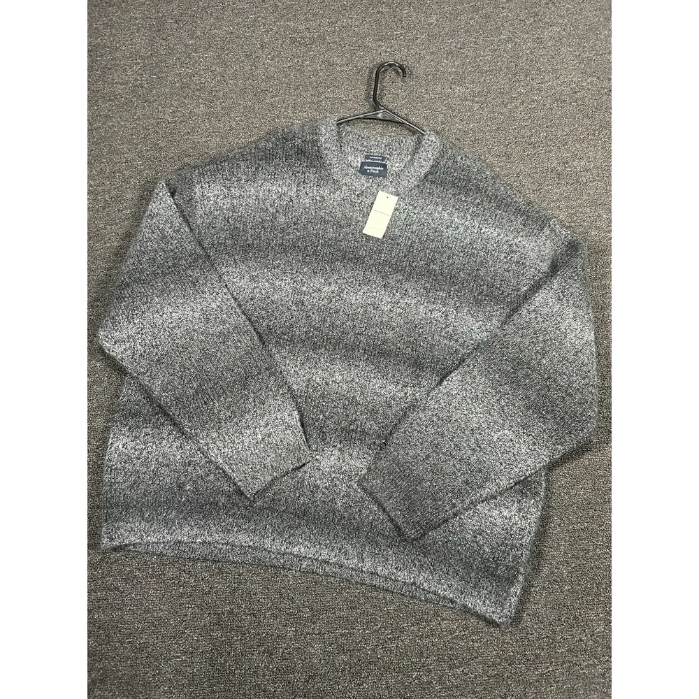 New Abercrombie Fitch Sweater Women XL Gray Ombre Oversized Chunky Knit Pullover